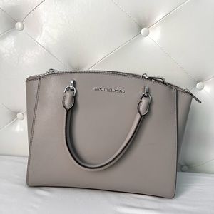 Michael Kors Gray Top Handle Smooth Leather Bag